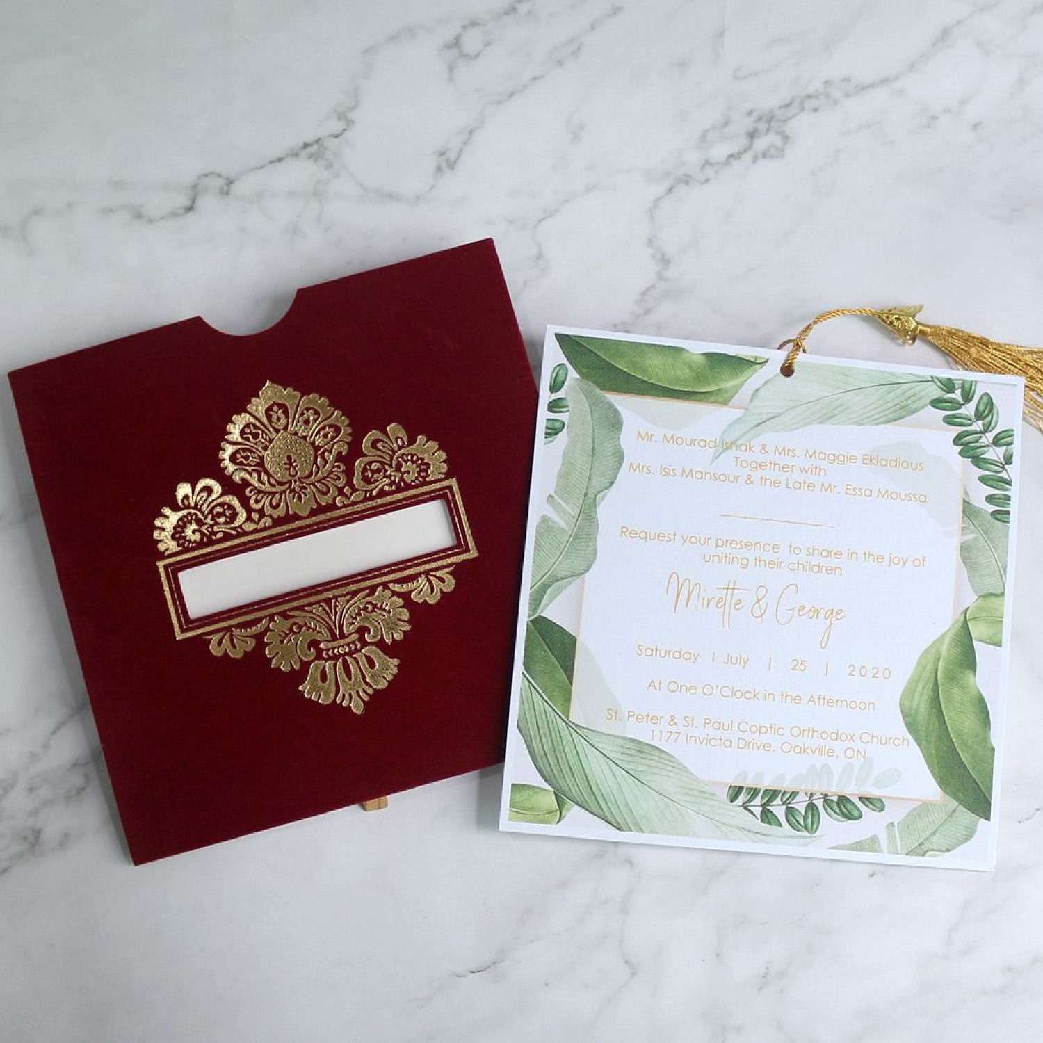 Invitation Card with Velvet Pocket Greeting Card with Tassel Invitation Customized 